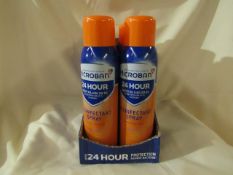 2x Boxes Containing 8x Microban - 24Hr Disfectant Spray With Citrus Scent - 400ml - New & Boxed.