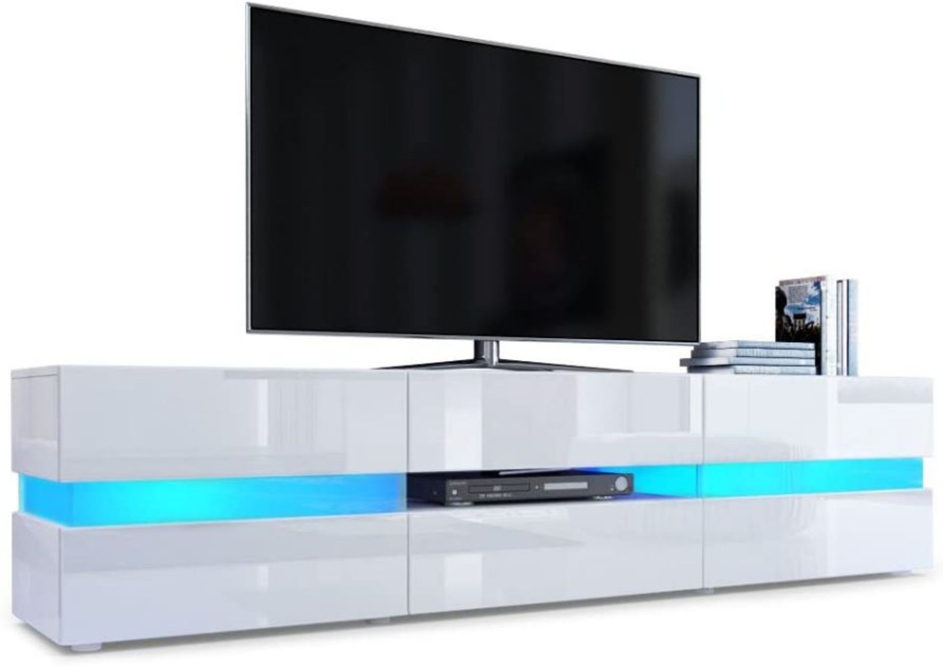 Large TV Cabinet + LED Lights, new stock, High gloss Front Panels, Height : 45cm, Depth 40cm,