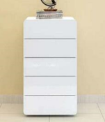 Chest of 5 drawers Curved Edge White, new stock, features High Gloss Front, Top, left and right
