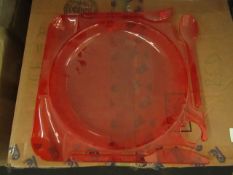 1x Box Containing Approx 62x Disposable Red Cater Plates - All Unused & Boxed.