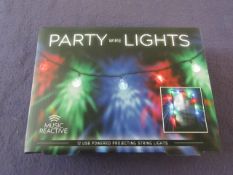 6x Paladone - Music Reactive 12-USB Powered Projecting String Lights - Unused & Boxed.