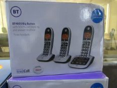 Set of 3 BT4600 cordless telephones with true call built in, new and boxed