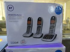 Set of 3 BT4600 cordless telephones with true call built in, new and boxed