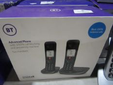 BT Advanced phone Z set of 2 call blocking and answering machine handsets, untested and boxed.