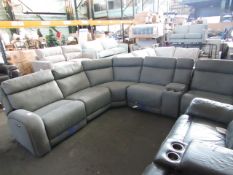 Costco Power reclining fabric cinema sofa with USB charging points, 3 pin plug charger, cup
