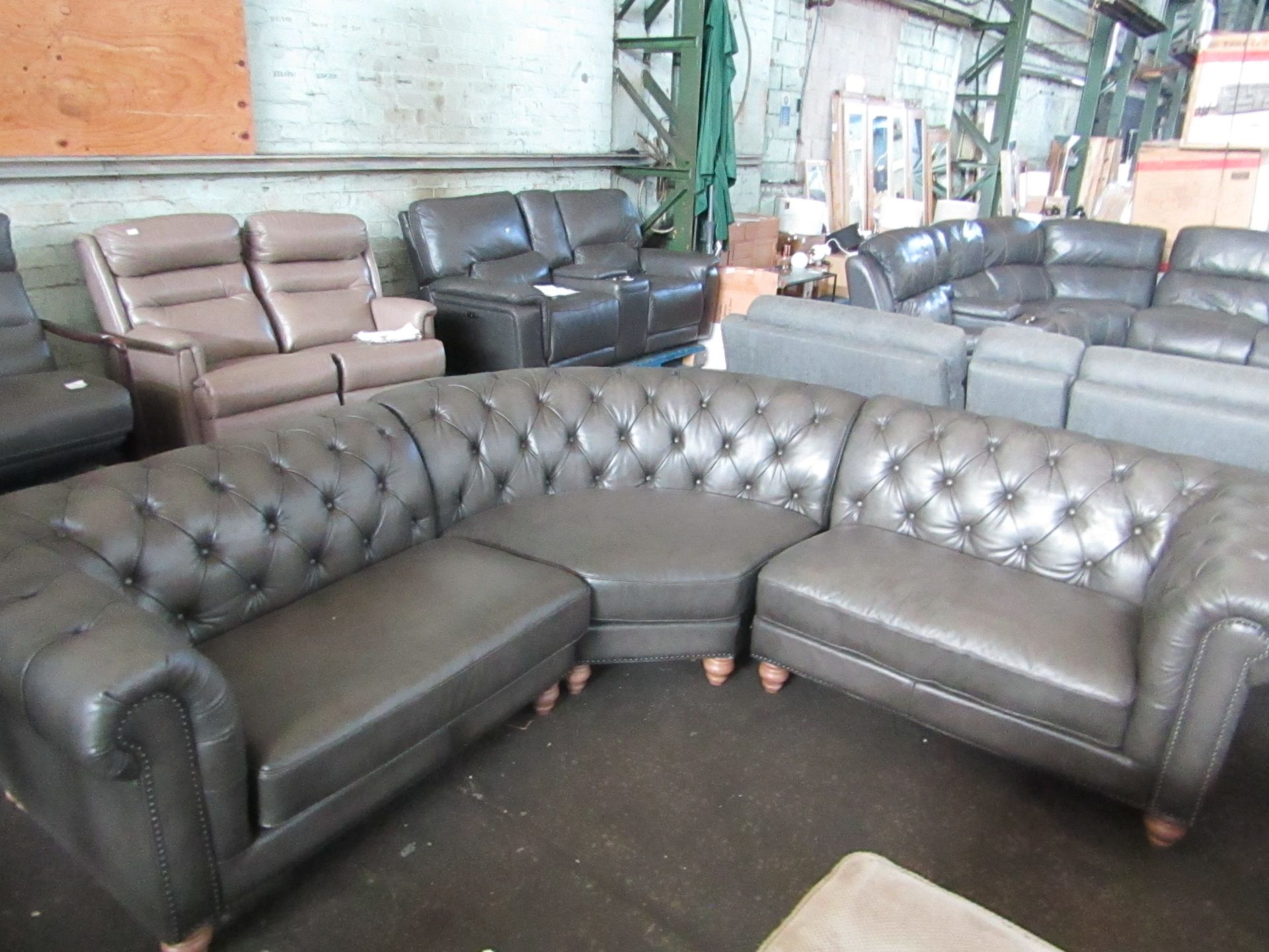 Allington Grey Leather Chesterfield Corner Sofa - Looks In Good Condition, May Contain Slight - Image 2 of 5