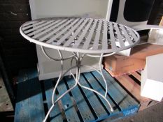 Oka Viticcio Metal Garden Table - Grey RRP £195.00 Grey metal garden table finished in distressed-