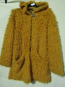 Teddy Bear Jacket Lined Mustard Colour Approx Size 12-14 New With Tags