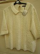 Kaleidoscope Knitted Short Sleeve Jumper Cream Size 18 New With Tags