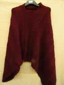 Knitted Poncho Plumb Colour One Size New No Tags