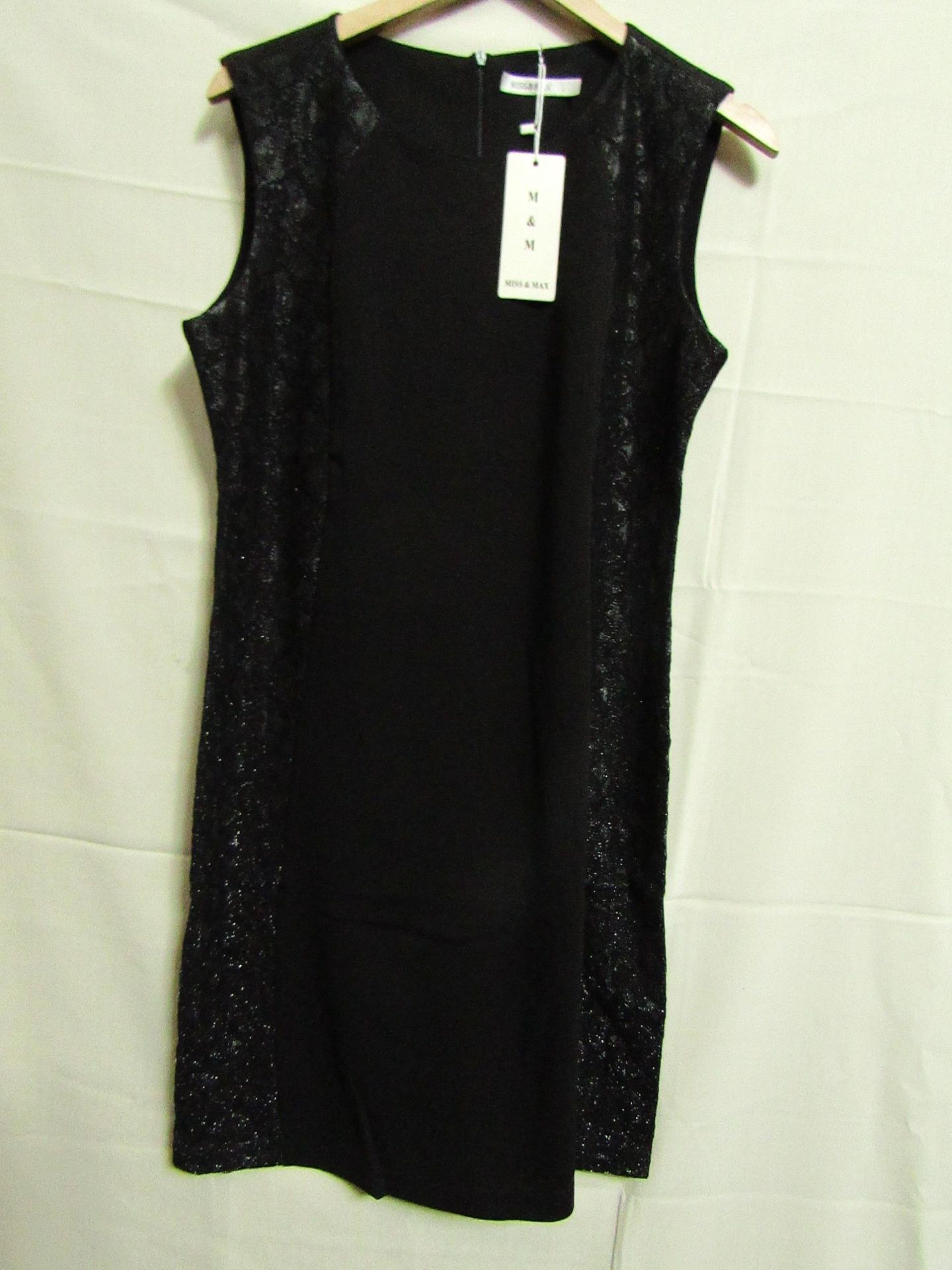 Miss & Max Dress Black With Sparkly Lace Trim Size 2 X/L New & Packaged