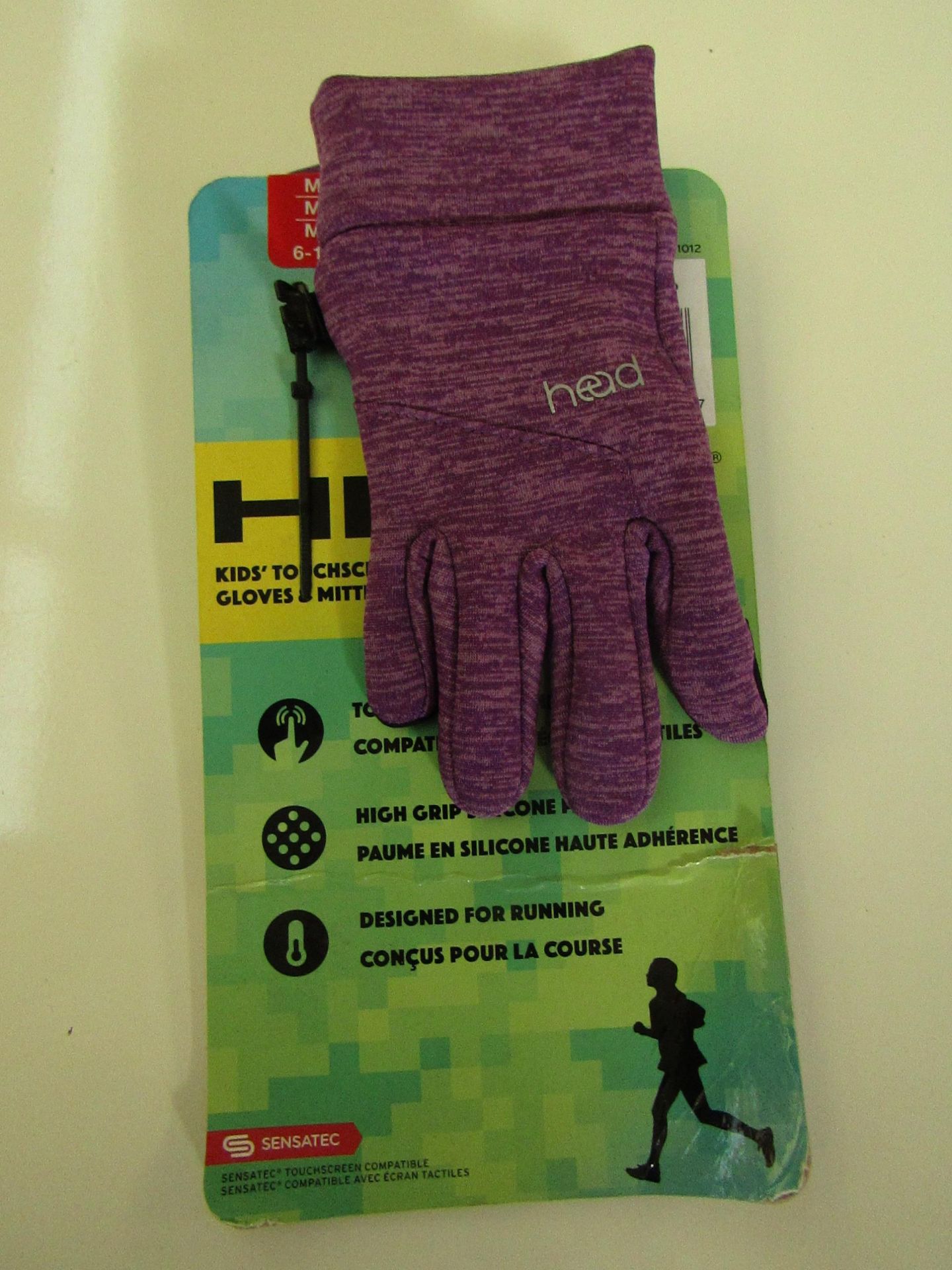 1 X Pair of Childrens Head Gloves Size M ( 6-10 Yrs ) Touchscreen Compatible ) Purple/Black New &