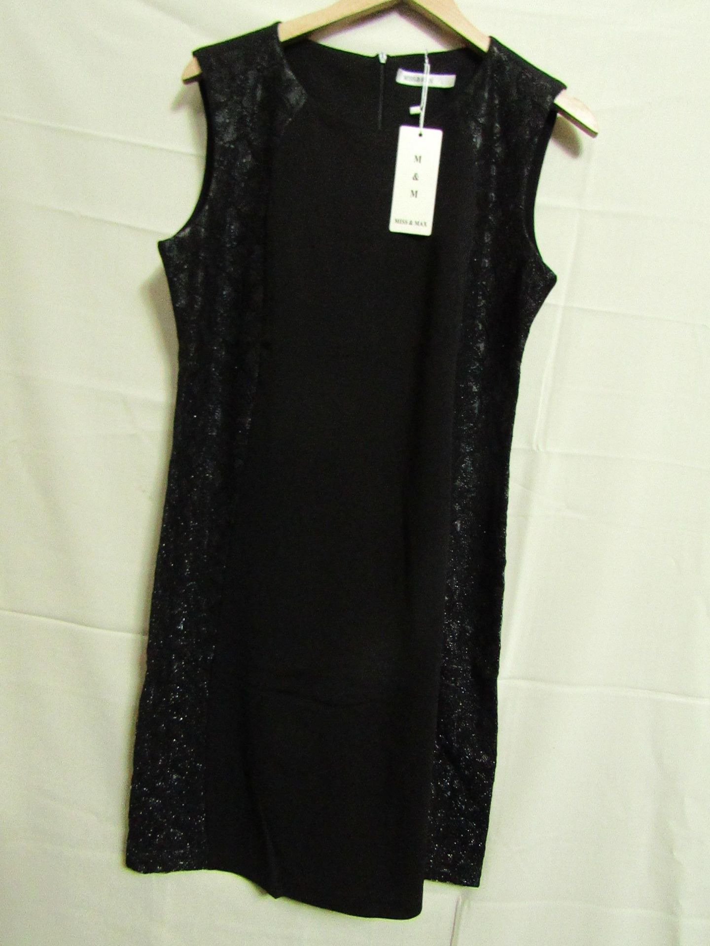 Miss & Max Dress Black With Sparkly Lace Trim Size M New & Packaged