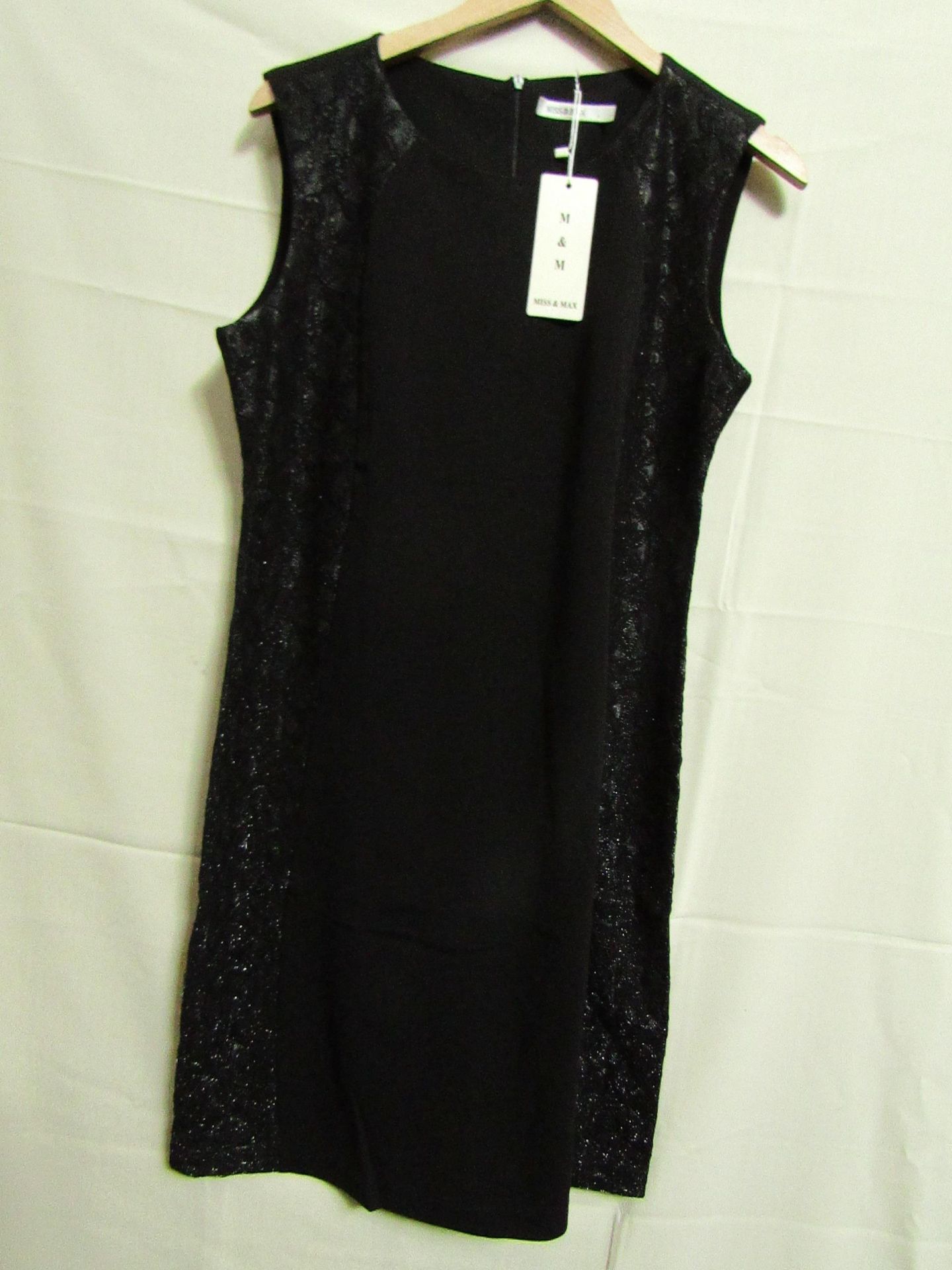 Miss & Max Dress Black With Sparkly Lace Trim Size M New & Packaged