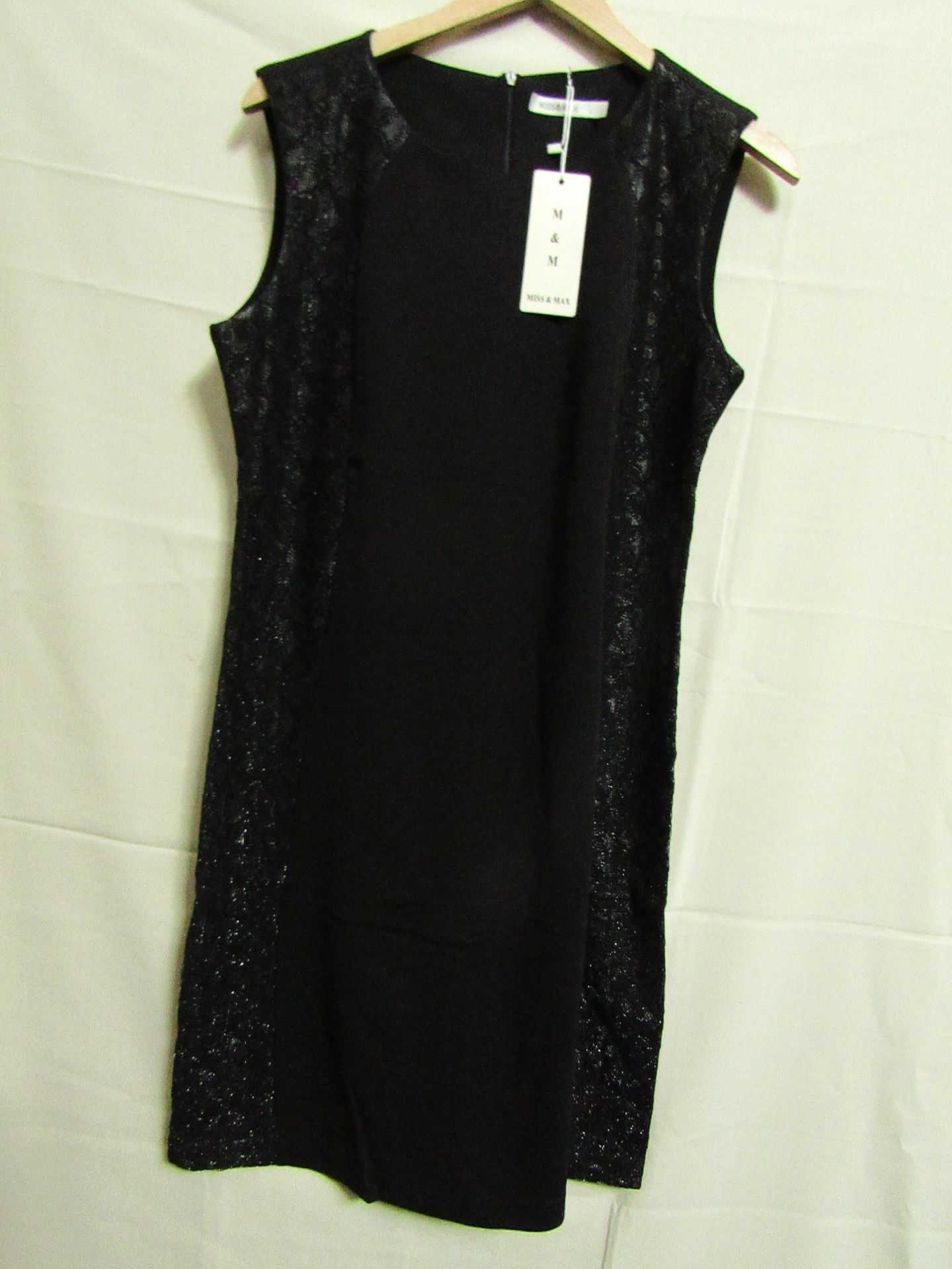 Miss & Max Dress Black With Sparkly Lace Trim Size M New & Packaged