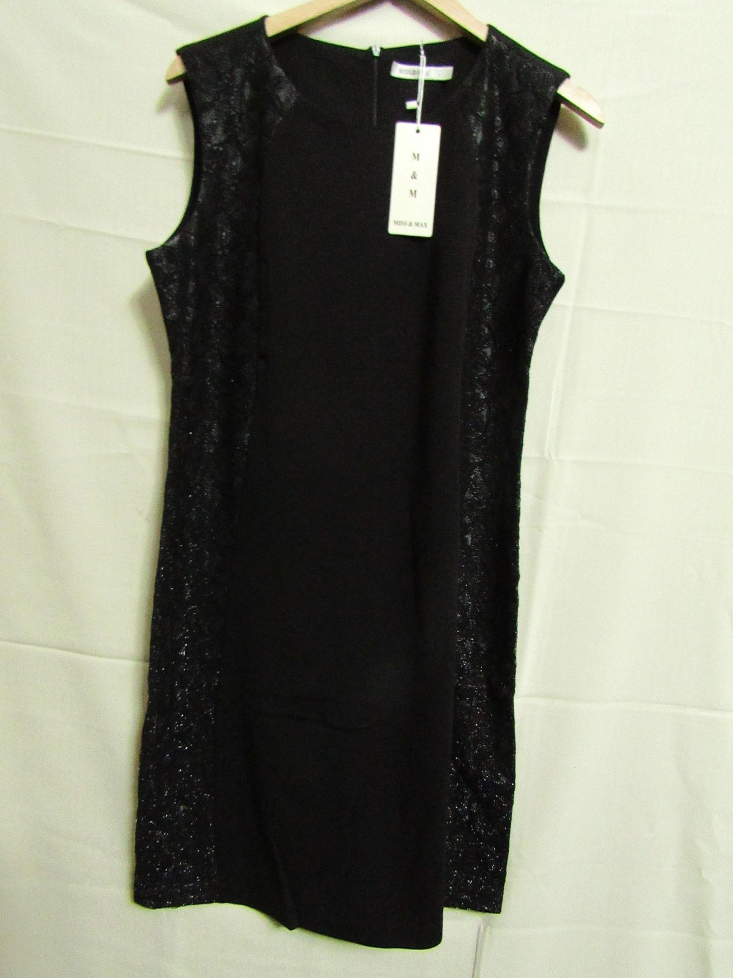 Miss & Max Dress Black With Sparkly Lace Trim Size 2 X/L New & Packaged