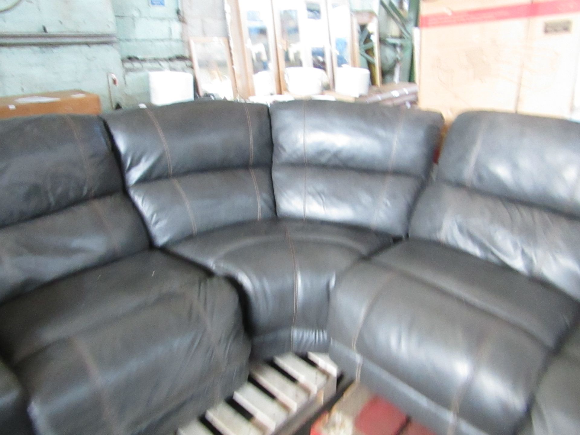 Costco Power reclining leather cinema sofa with USB charging points, 3 pin plug charger, cup holders - Image 5 of 6