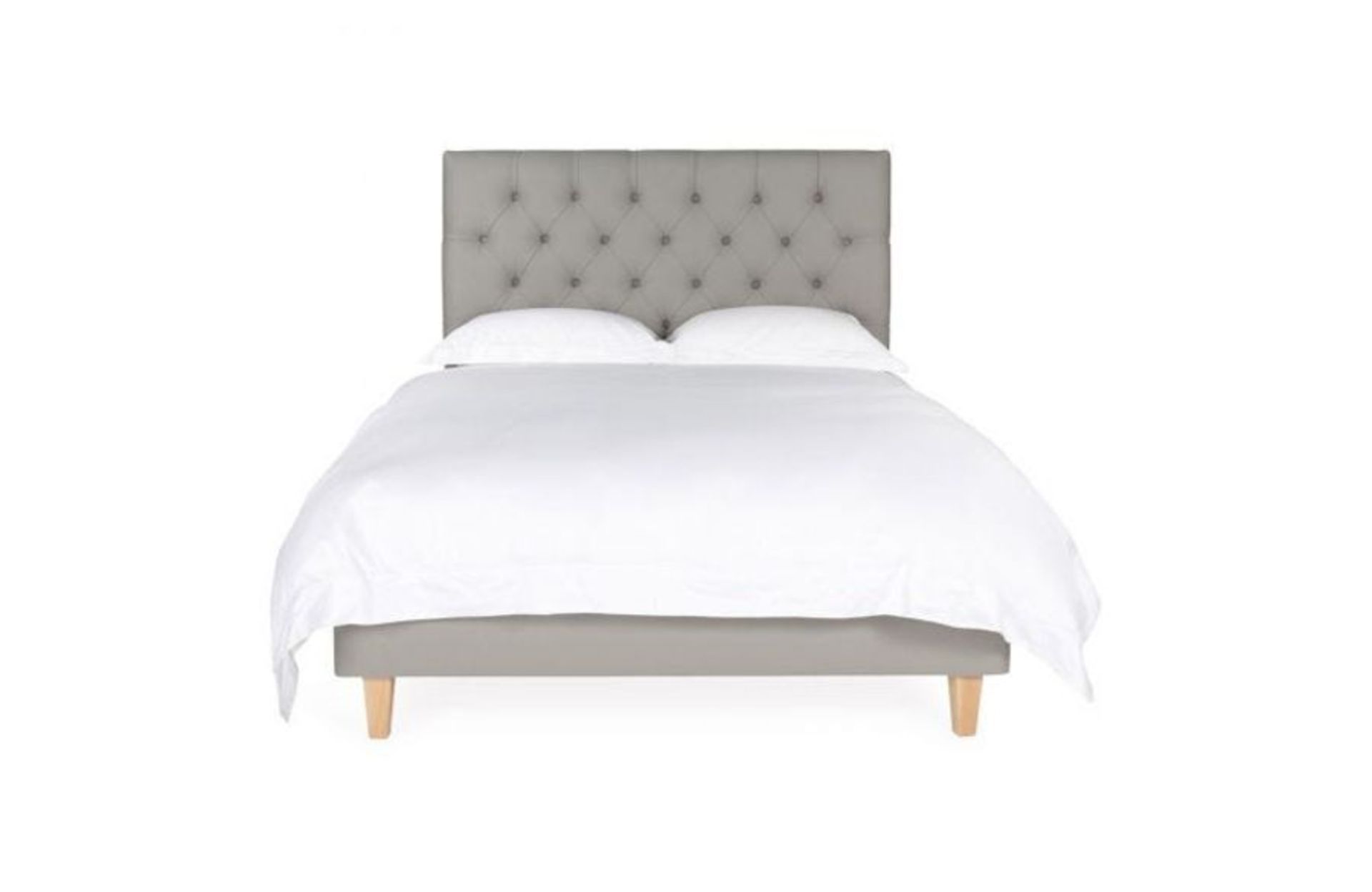 Heals Heal's Shallow Divan Super King Pewter and Cream Cotton Dark Solid Wood RRP ?1059.00 Heal's