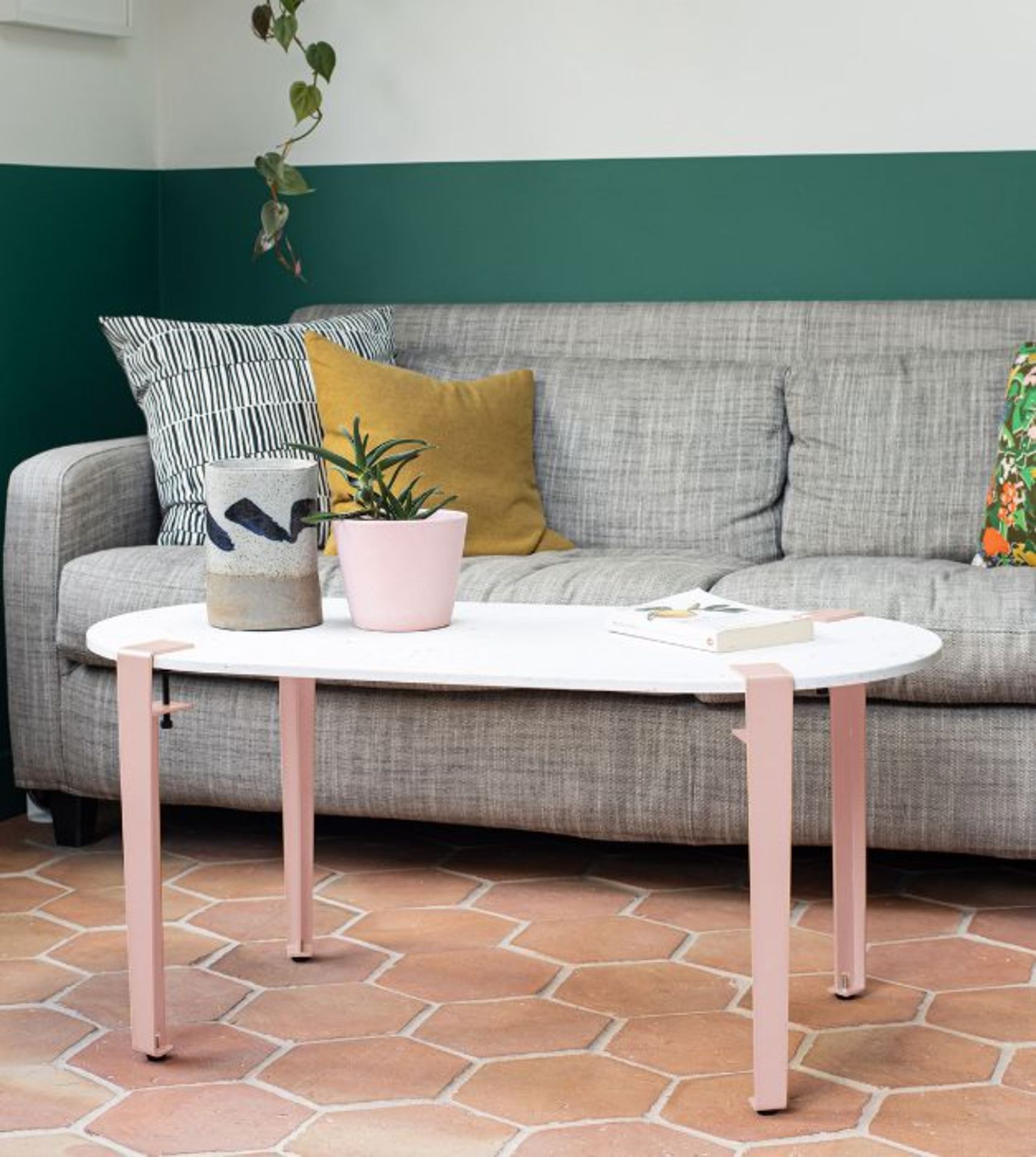 Swoon Otra Vida Pill Coffee Table Statement Chalk Top & Blush Legs RRP 347 SKU SWO-AP-otravidapillc - Image 2 of 3