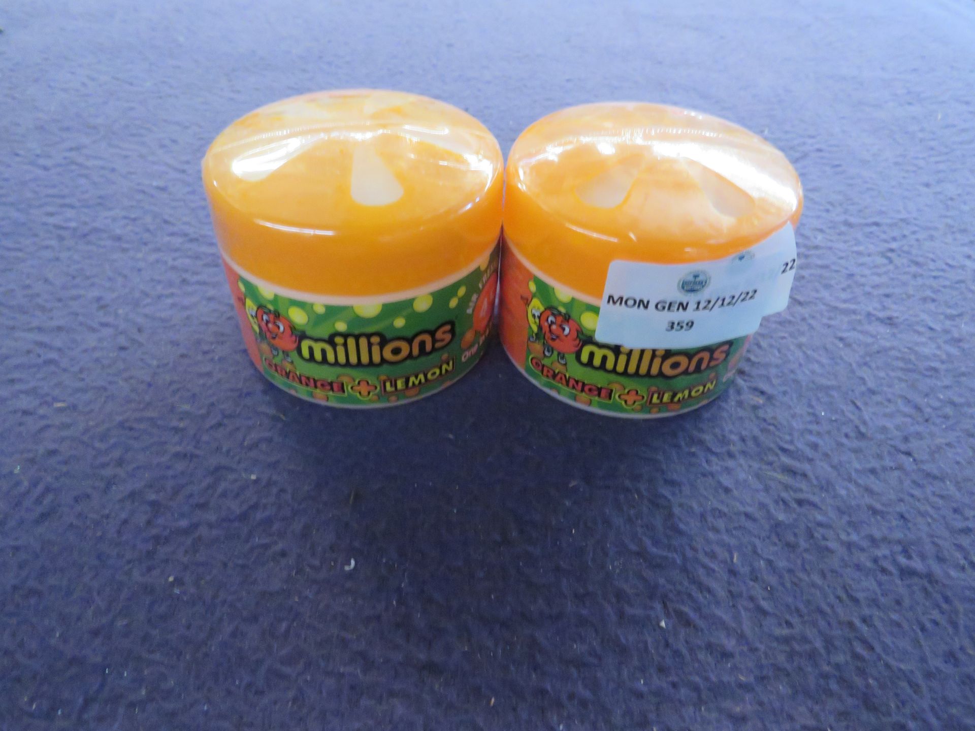 2x Millions - Orange & Lemon Car Air Fresheners - Unused & Packaged.