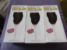 3x AddLiquid - Frosted Drunk Wine Glass - Unchecked & Boxed.