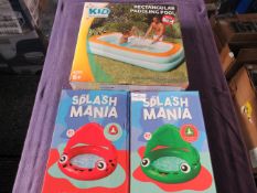 2x Splash Mania - Shaded Pool - Unchecked & Boxed. 1x Kid Connection - Rectangular Paddling Pool -