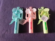 8x Frog - Manual Water Spray Fan - Assorted Colours - Unused.
