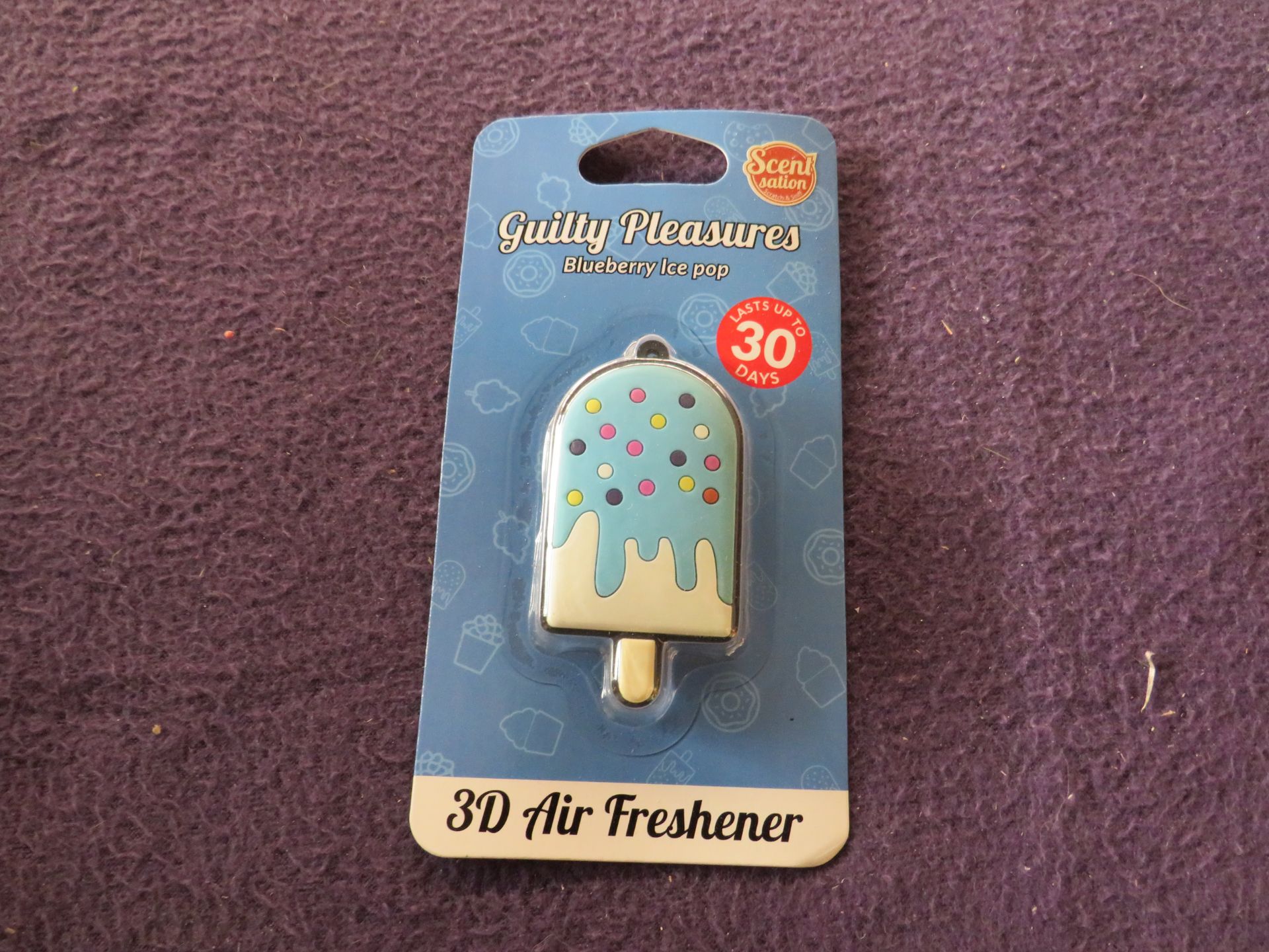 7x Scentsation - Blueberry Ice Pop 3D Car Air Fresheners - Unused & Packaged.