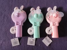 8x Bunny - Manual Water Spray Fan - Assorted Colours - Unused.