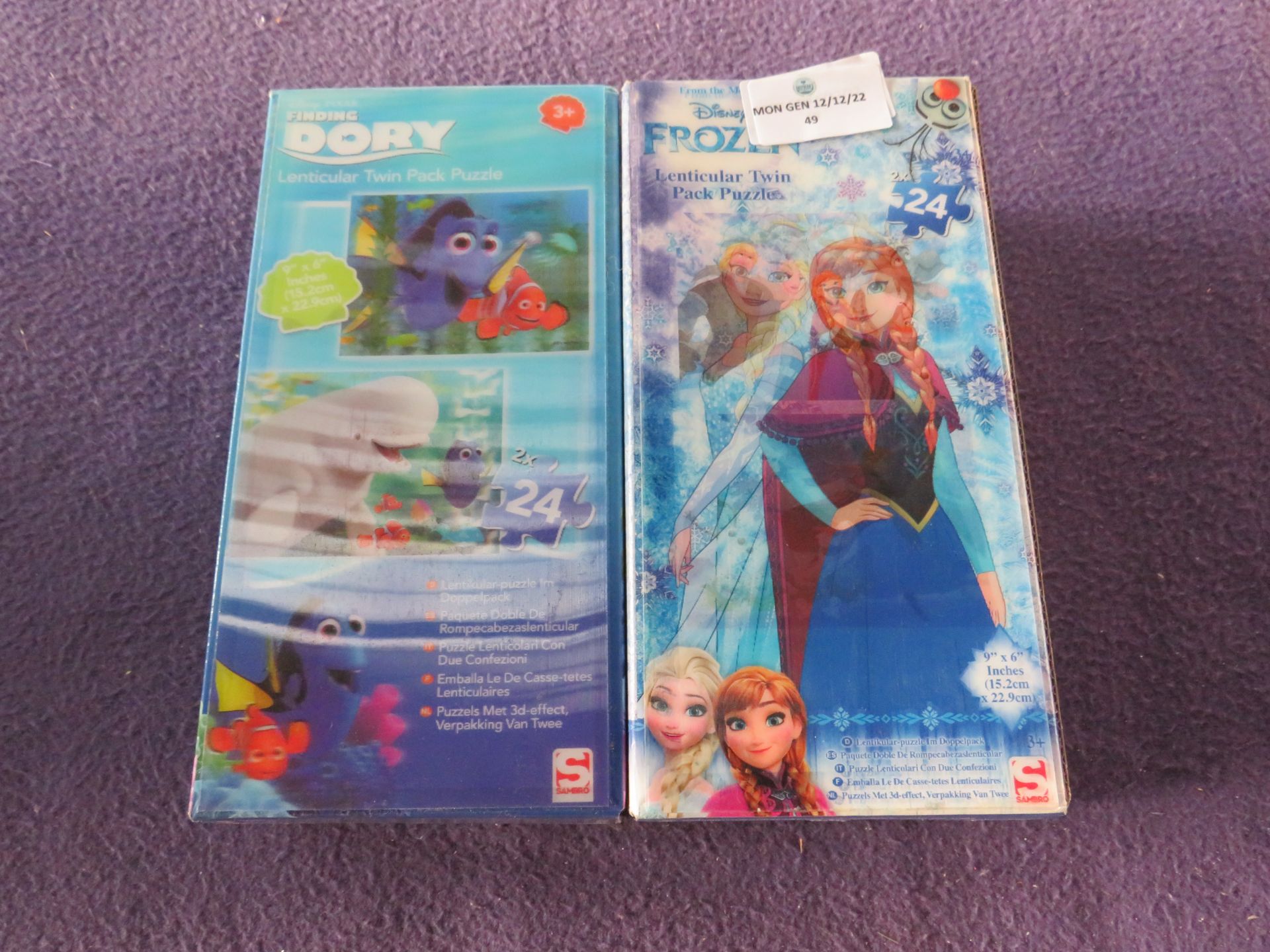 1x Finding Dory - Lenticular Twin Pack Puzzle - Unchecked & Boxed.1x Disney Frozen - Lenticular Twin