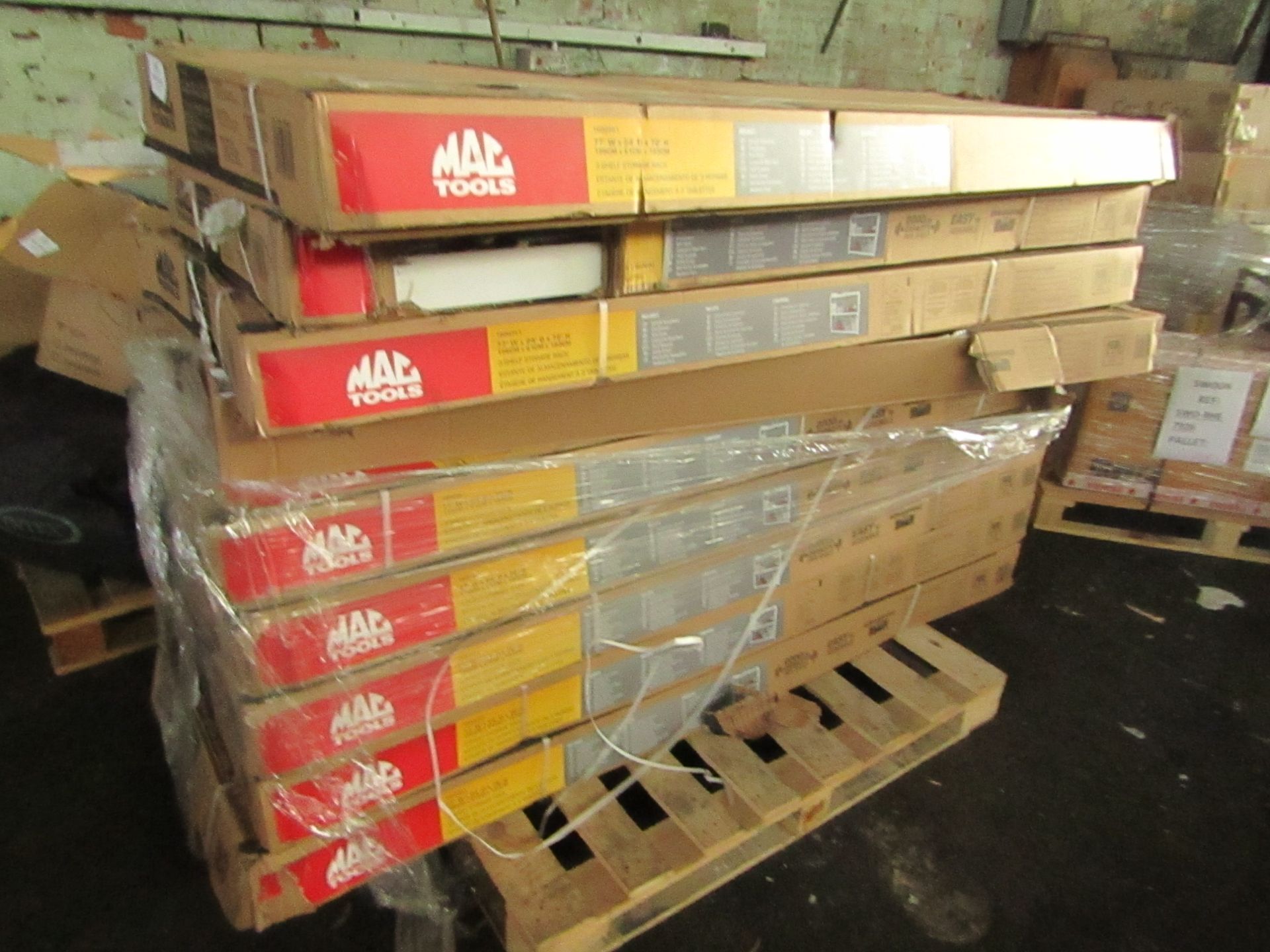 Pallet of 9 x metal shelving units. All unchecked