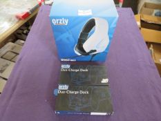 1x Orzly - RXH-20 White Gaming Headset - Unchecked & Boxed. 2x Orzly - Duo Charge Dock - Unchecked &