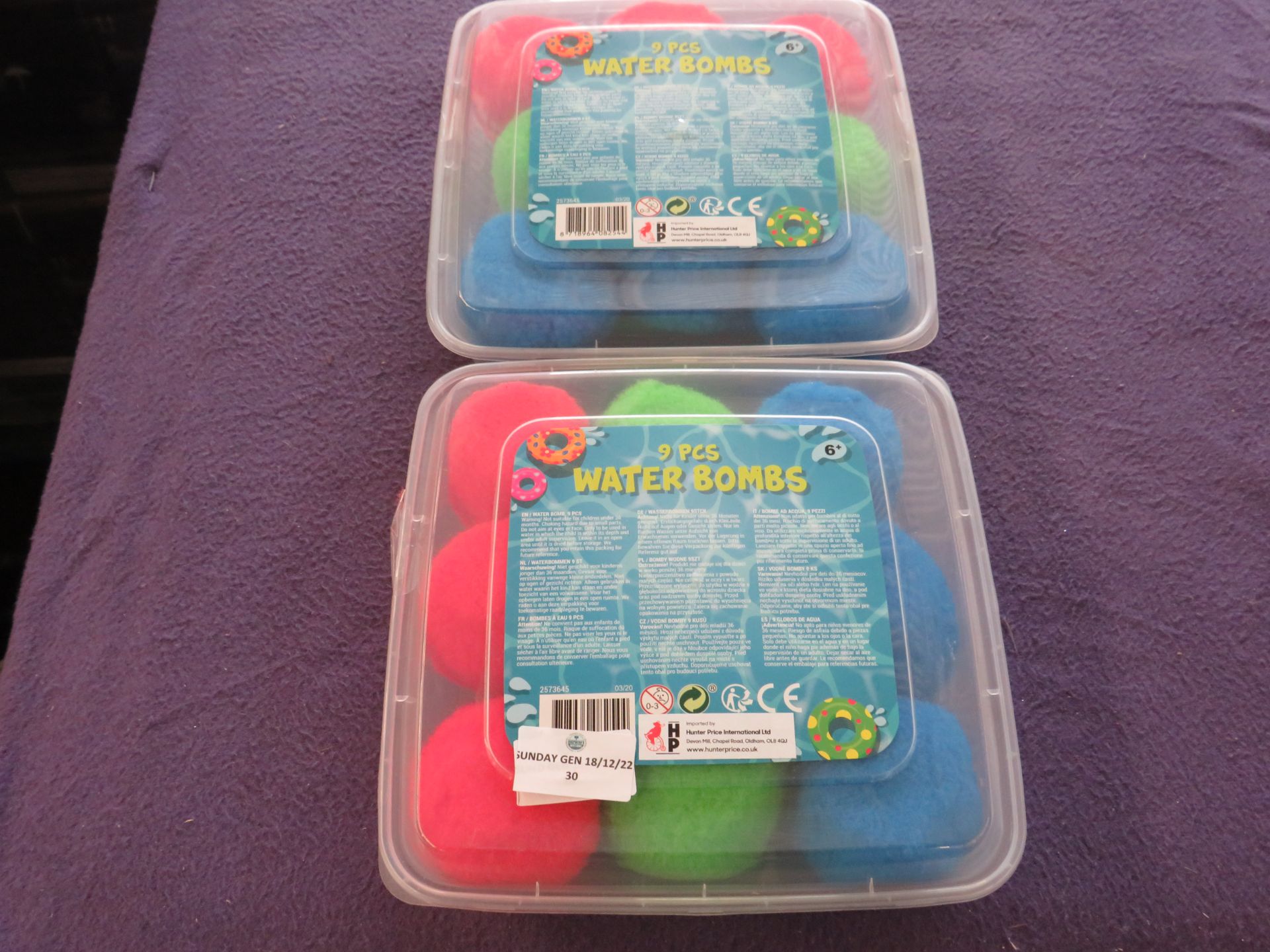 2x 9-Piece Set of Water Bombs - Unused & Boxed.