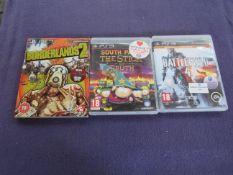 3X Various PS3 Disc Games : 1x Battlefield 4 1x South Park The Stick Of Truth 1x Boarderlands 2 -