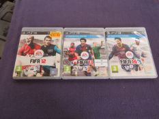 3X Various PS3 Disc Games : Fifa 12,13,14 - All Appear In Good Condition & In Case.