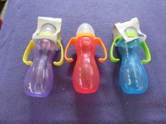12x Baby Bottles - 270ml - Assorted Colours - Unused, No Packaging.