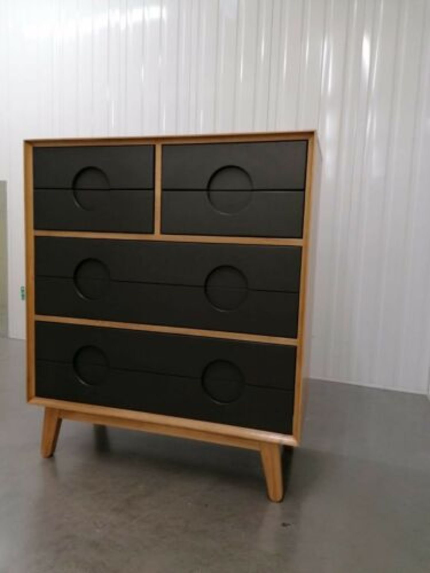 Oak Furnitureland Spot Natural Solid Oak And Slate Grey Painted 6 2 Chest RRP ?549.99 Modern,