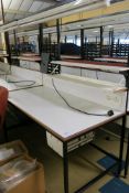(3) Steel framed illuminated work benches with power outlet sockets