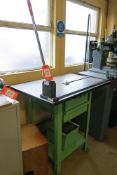 GLW RC300 Din Rail cutter on steel bench with measure