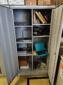 Metal cabinet and contents to include: