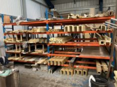Quantity various beams, mantleshelves, cornices, panels to 2 multi tier racks