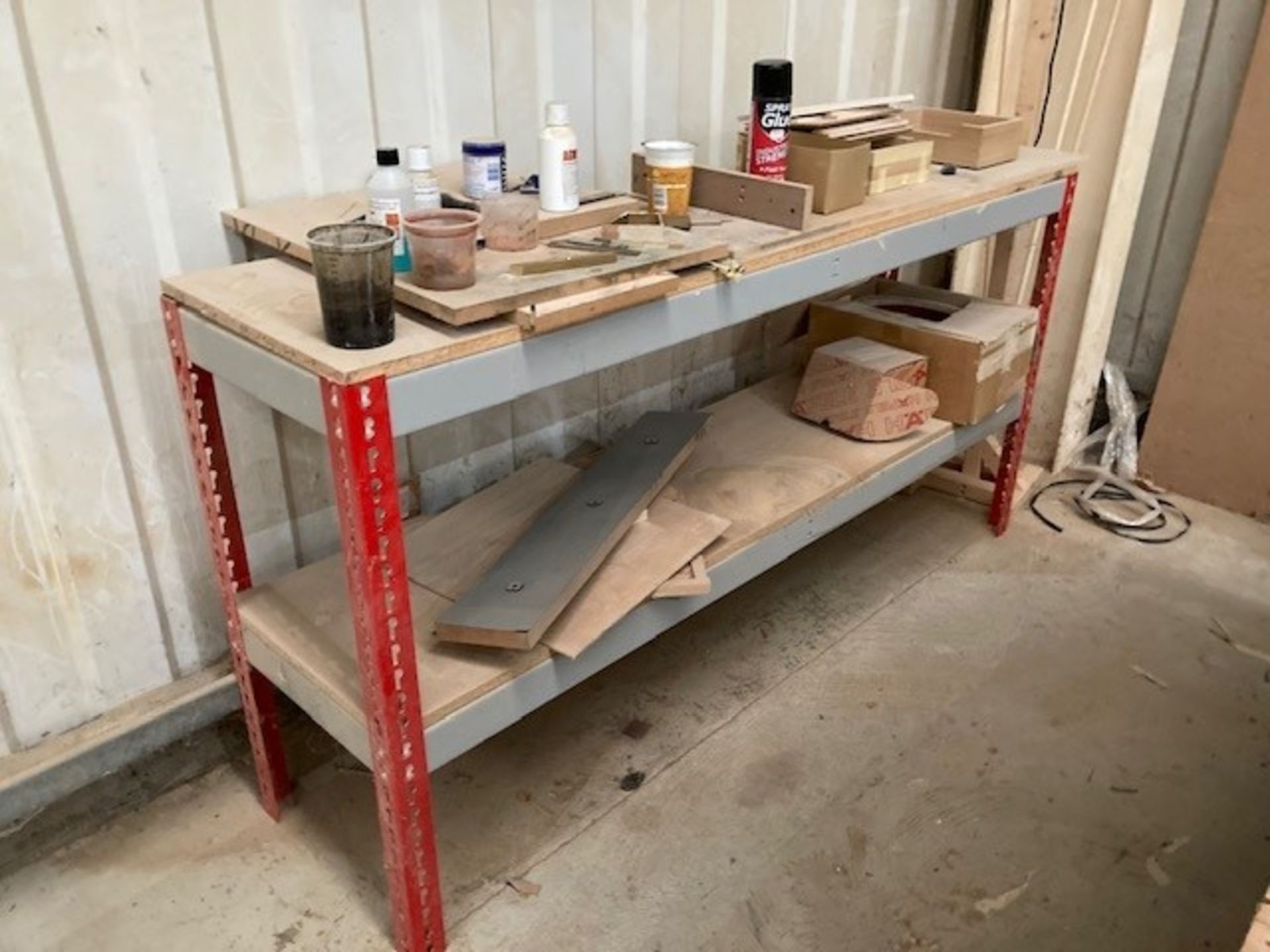 (3) Fabricated boltless steel / wood carpenters bench & contents - Image 2 of 2