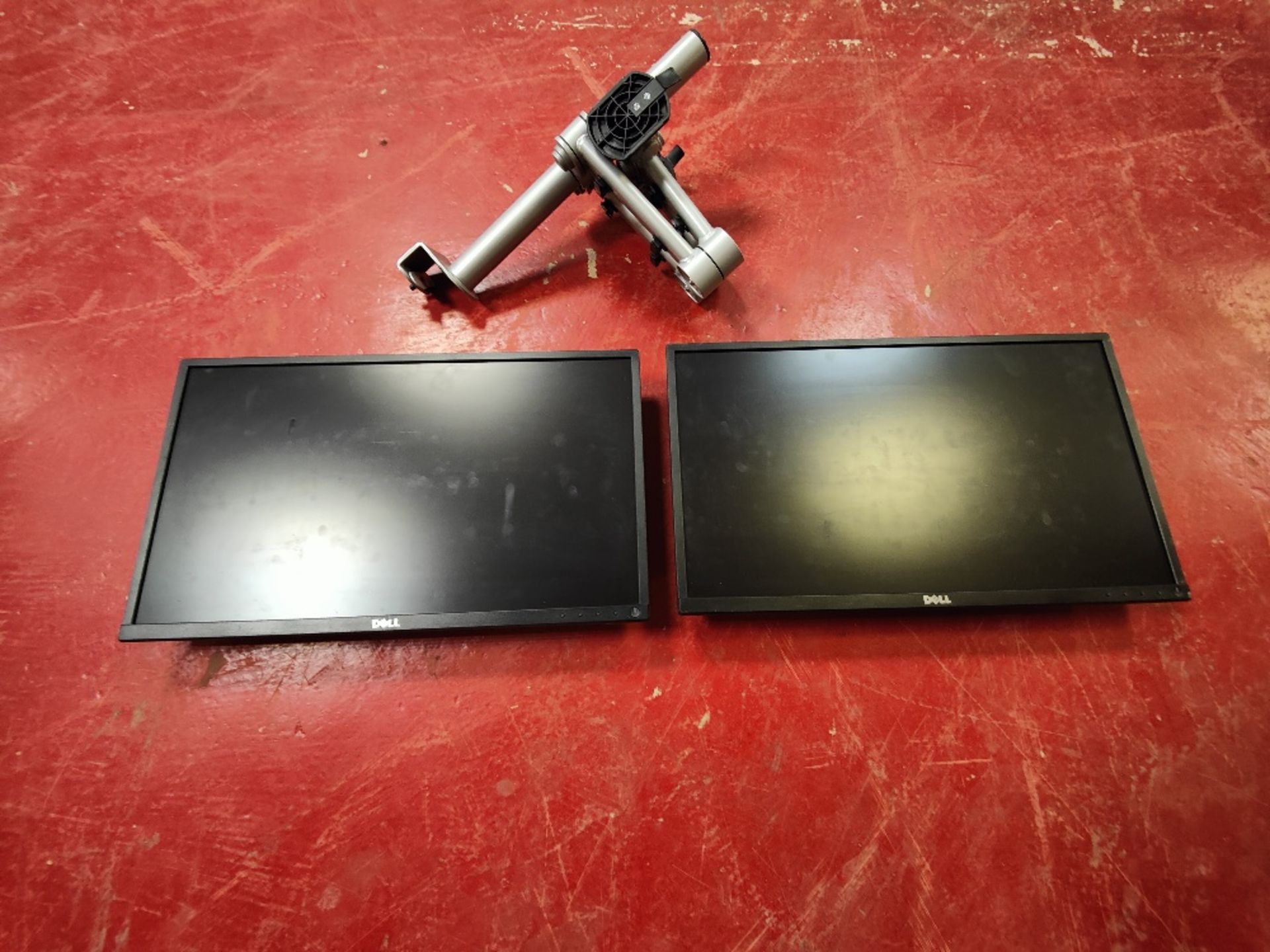 (2) DELL 23" Monitors with desk mounted stand