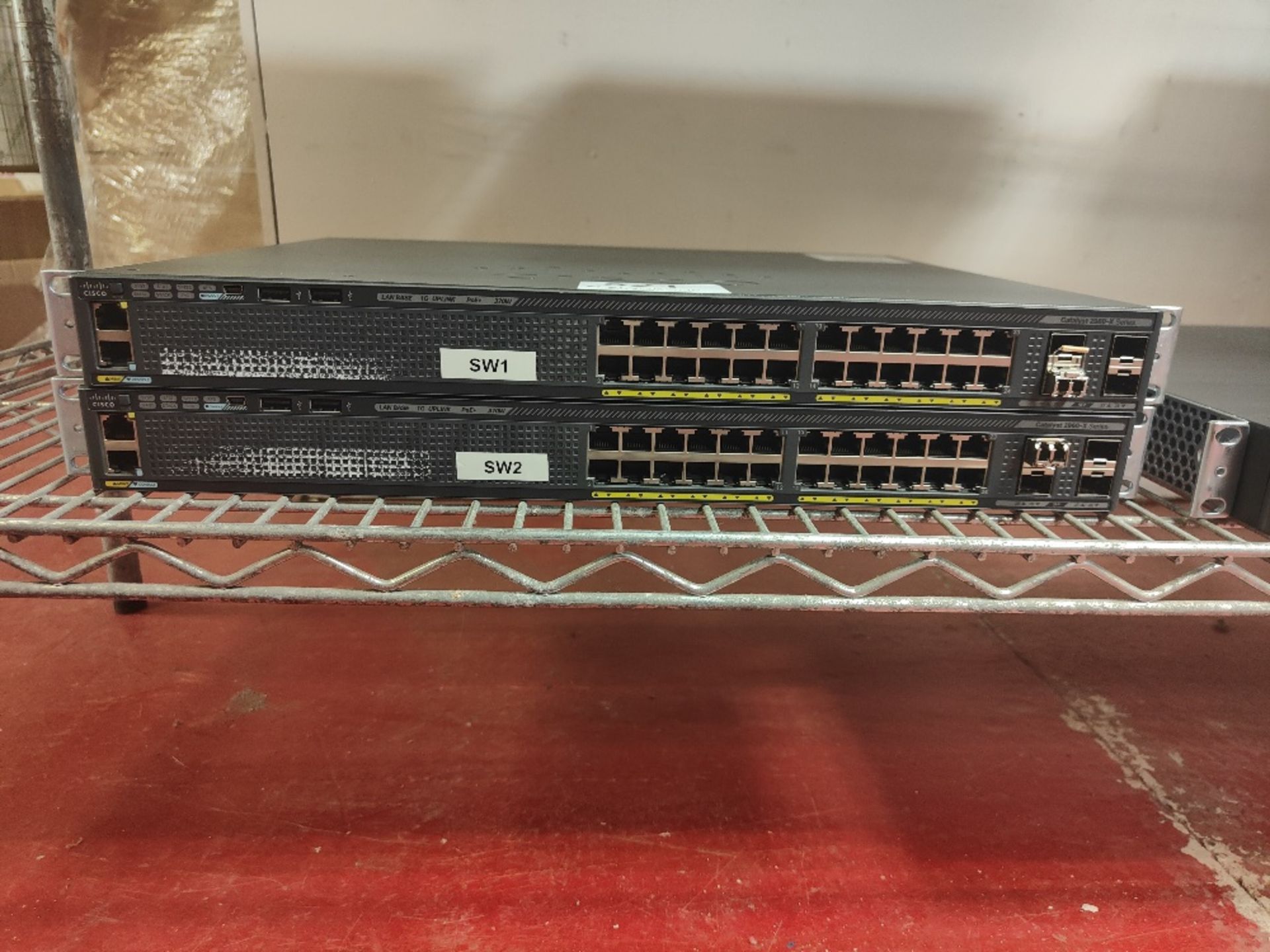 (2) Cisco Catalyst 2960-X series network switches