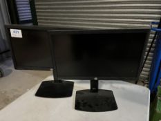 (2) HP Prodisplay P222VA 22 inch flat screen monitors with stands