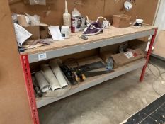 (3) Fabricated boltless steel / wood carpenters bench & contents