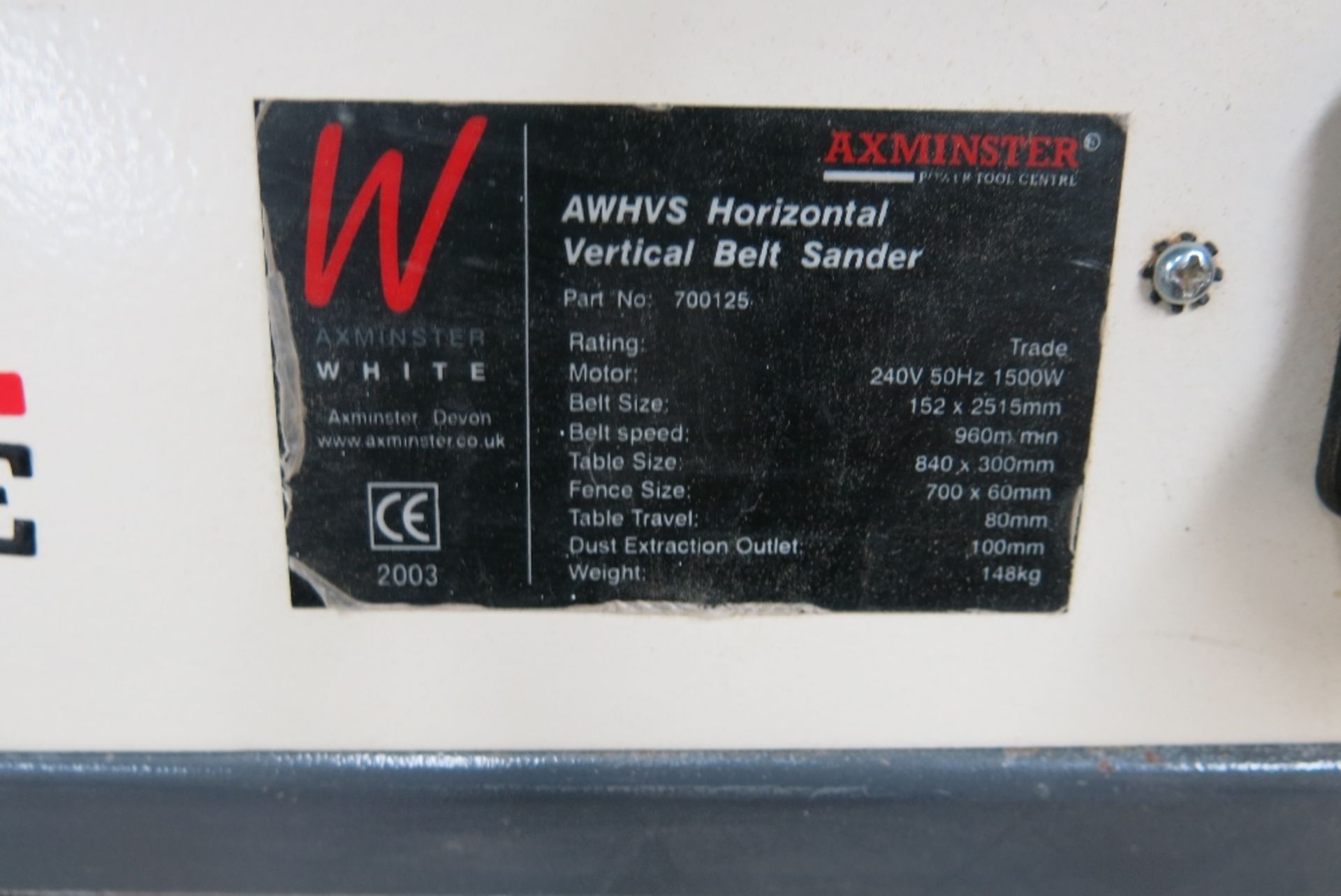 Axminster AWHVS horizontal vertical belt sander - Image 3 of 3