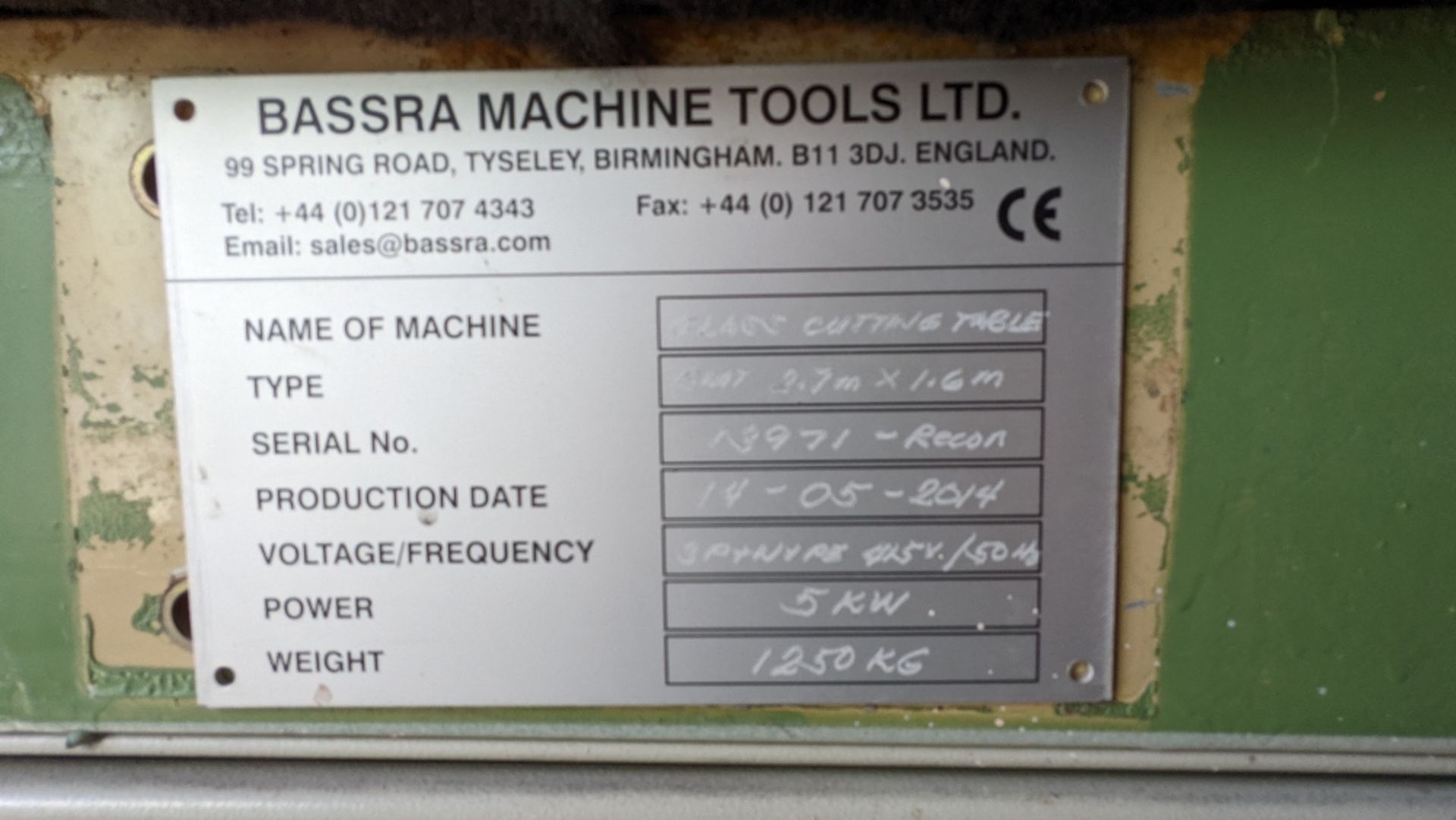 Bassra Machine Tools Glass Cutting Table (2014) - Image 4 of 7