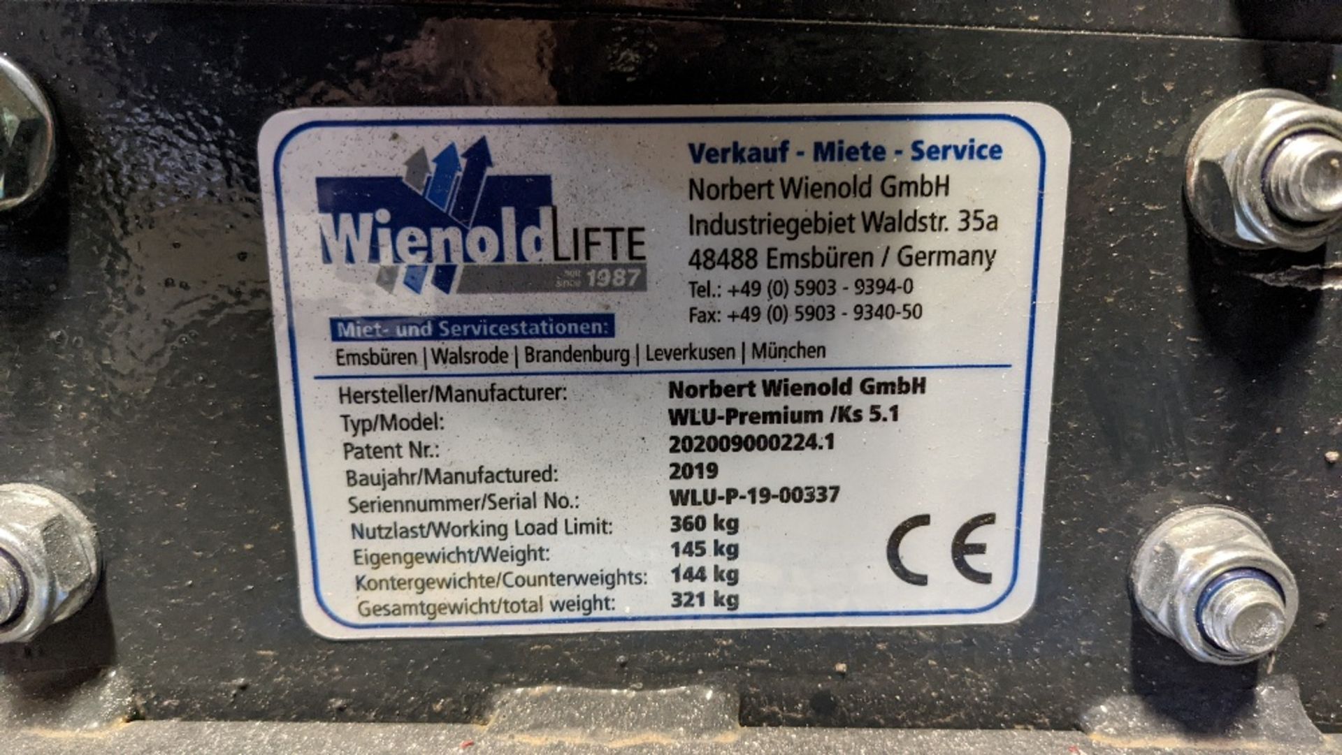 Wienoldlift Universal Lifting Hoist with Vacuum Lifter & 110V Transformer (2019) - Image 3 of 7