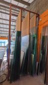 Quantity of Various Sheet and Cut Glass with Rack